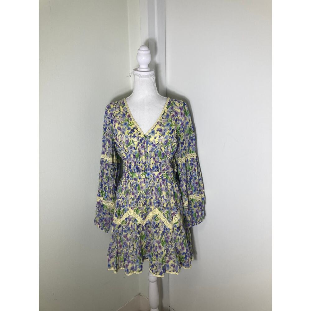 Allison Yellow Floral Mini Dress Size Small